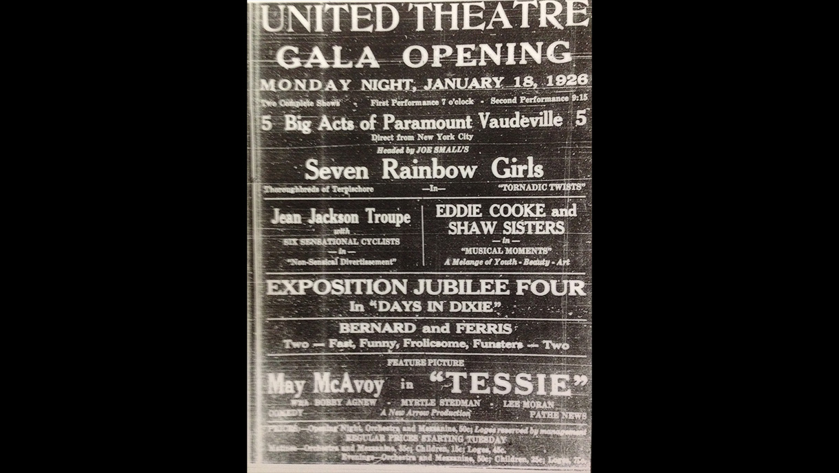 United Theatre opening gala Playbill - January 18, 1926